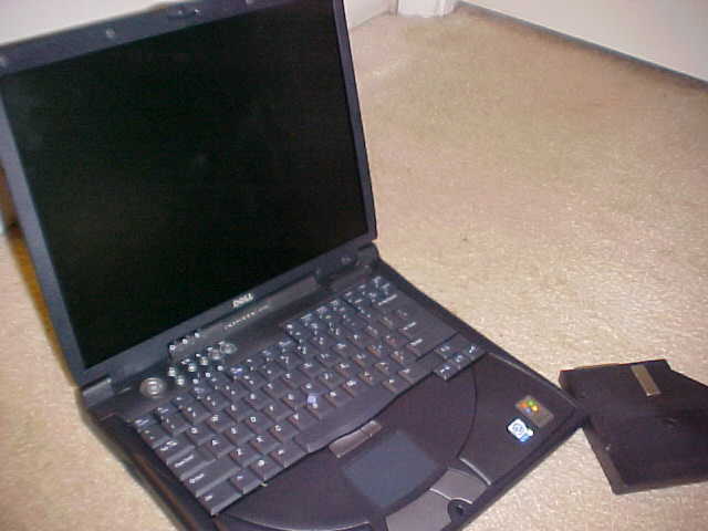 Laptop open at a diagonal angle